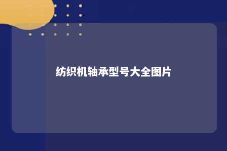 纺织机轴承型号大全图片 